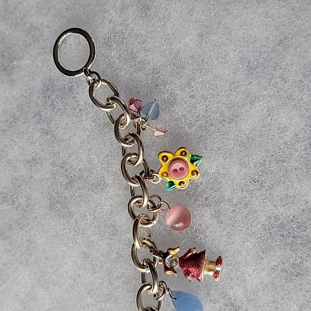 2/$8 Vintage Silver Tone Chain Link Nana Grandson Granddaughter Charm Bracelet - Picture 4 of 5